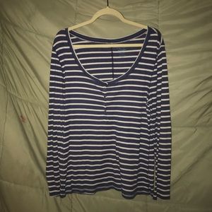 Navy and White Striped Top